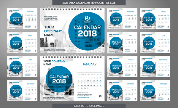 Modèle de calendrier de bureau 2018 définir le vecteur 14  