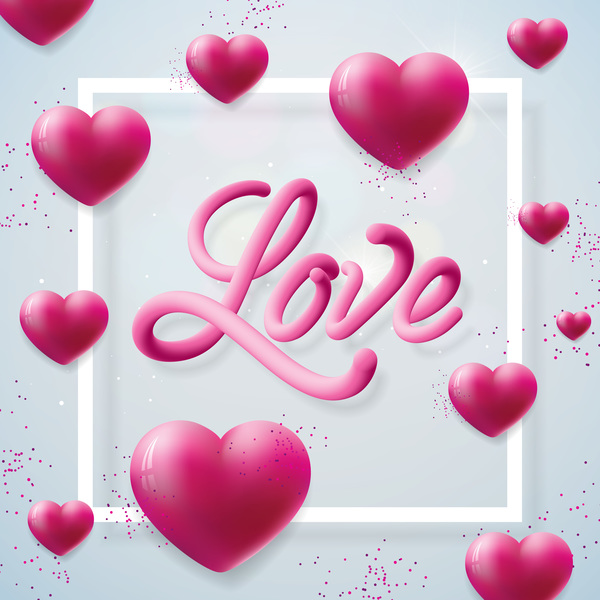 3D heart shape with white valentine background vector  