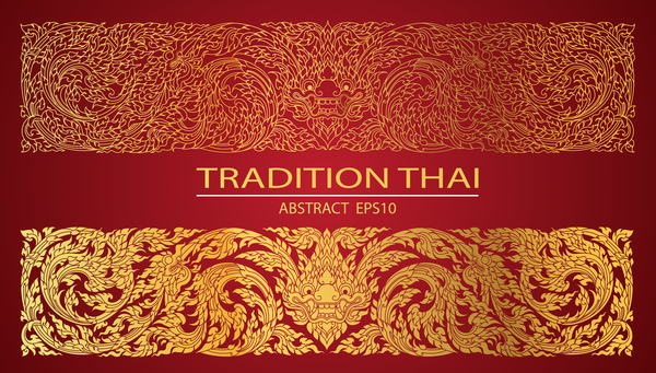 Vecteur de modèle de tradition thaïlandaise de ligne abstraite  