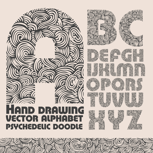 Hand drawn Alphabets design vector 05  