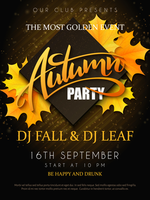 Autumn party flyer template vectors 03  
