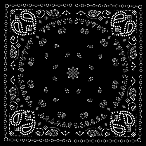 Black with white bandana patterns design vector 01  