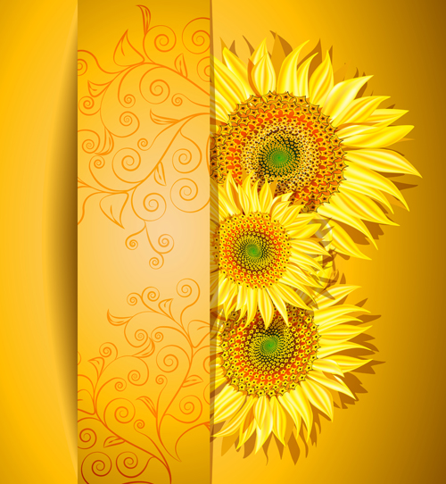 Beautiful sunflowers background vector 02  