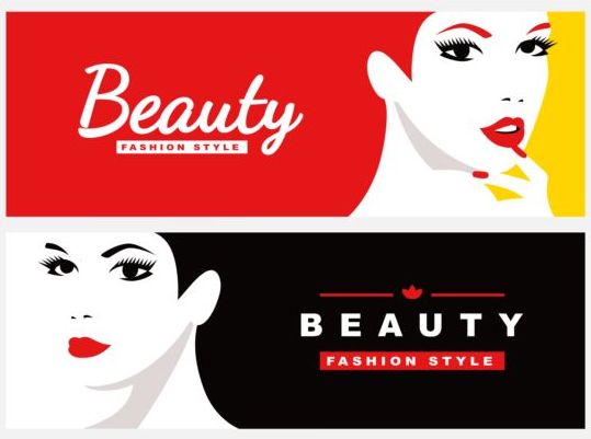 Skönhet banners med mode stil vektor 02  