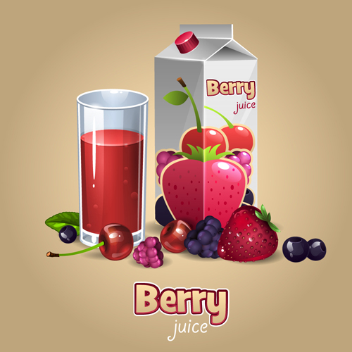 Berry juice with cup vector  