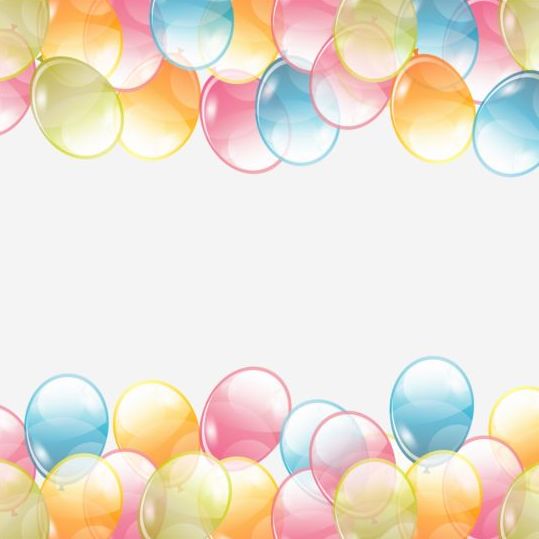 色の透明な風船と誕生日の背景ベクトル03  