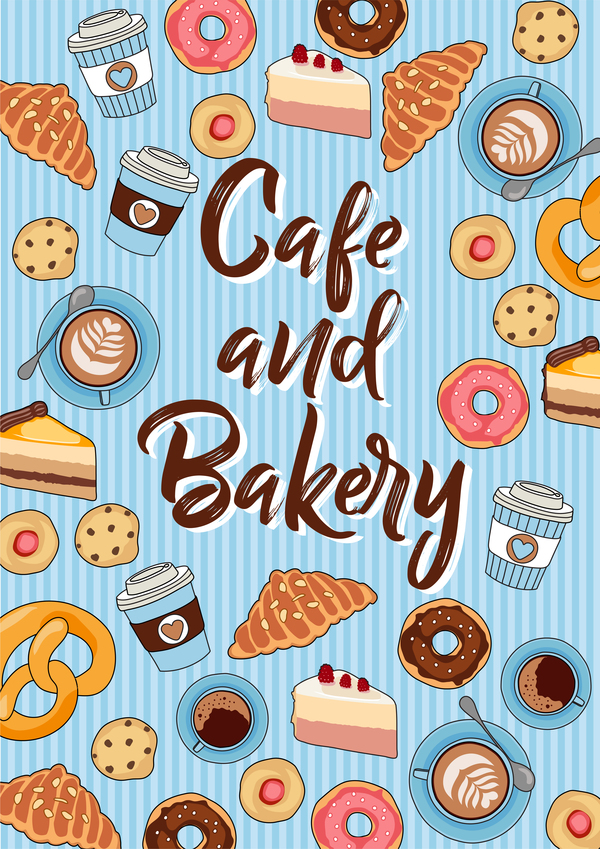 Cake with bakery seamless pattern vector 02  