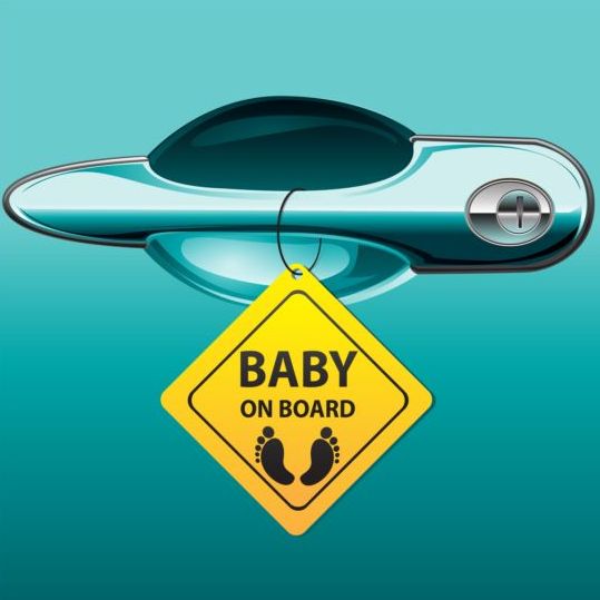 Autotürengriff und Baby-Tags Vektor 01  