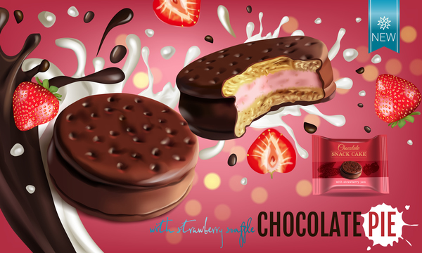 Werbungsplakat-Schablonenvektor 11 der Schokolade süße Lebensmittel  