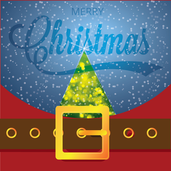 Christmas greeting card with belt buckle vector 01  