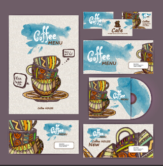 Coffee retro business template kit vector 02  