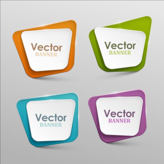 Colored paper banners set vector 05  