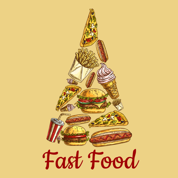 Kreative Fast-Food-Hintergrund-Vektor-Design 04  