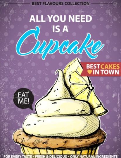 Cupcake vintage poster design vettoriali 09  