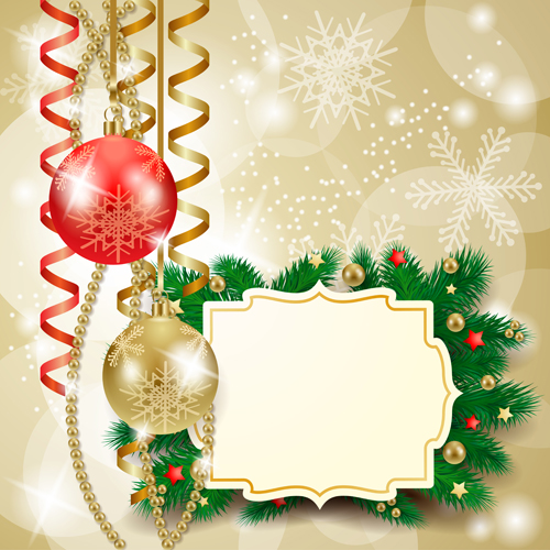 Cute Christmas cards with frame vector set 04  