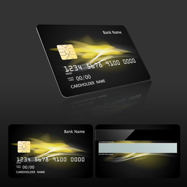 Dark styles bank card template vector 03  