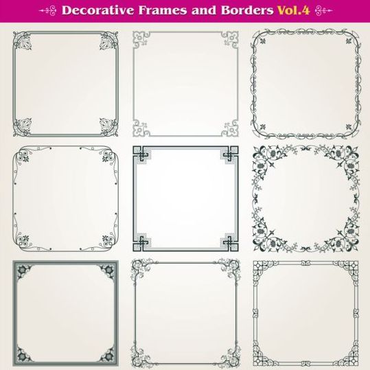 Decoratieve frame met randen set vector 01  
