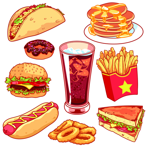 Different fast food vector design  