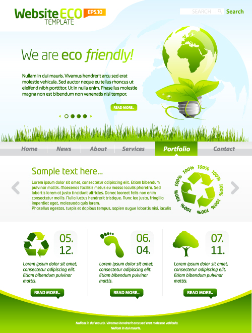 Green ECO Website Template design vector 03  