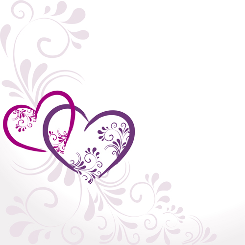 Elegant heart with floral background vector 02  