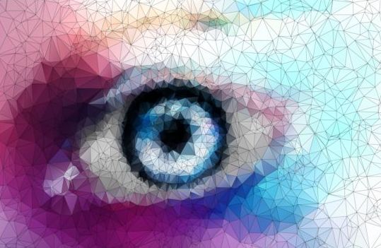 Eye with geometric shapes background vector 04  