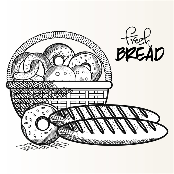 Fresh bread hand drawing vector material 03  