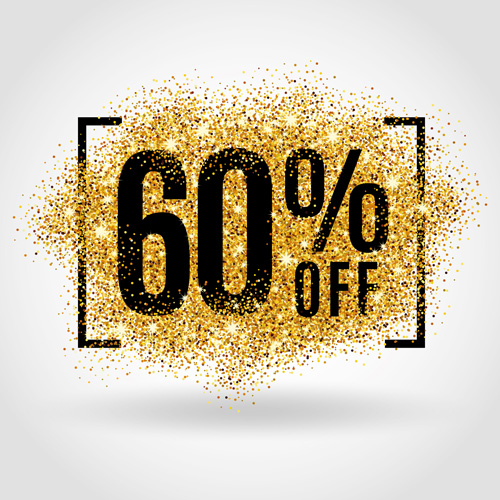 Golden discounts poster vector graphic 05  