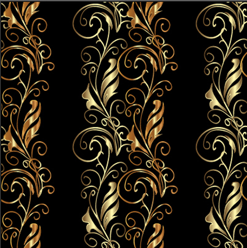 Golden floral borders ornaments seamless vector  
