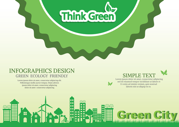緑色のエコロジー フレンドリーなインフォ グラフィック デザイン ベクター 03  