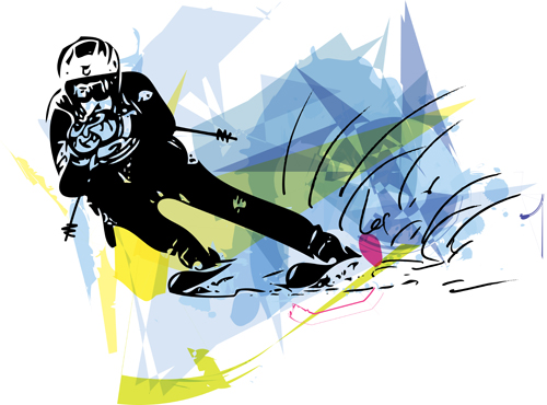 Hand drawn skiing sketch vector design 08  