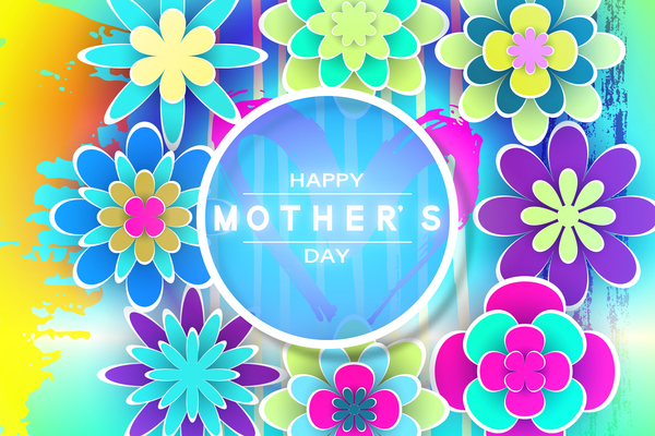Happy mother day flower cards vectors set 08  
