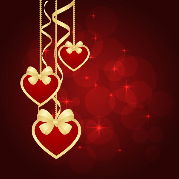 Heart decorative with valentine red background vector 03  