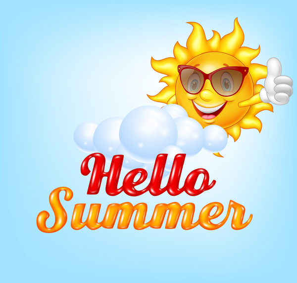 Hello summer cartoon vector material 02  