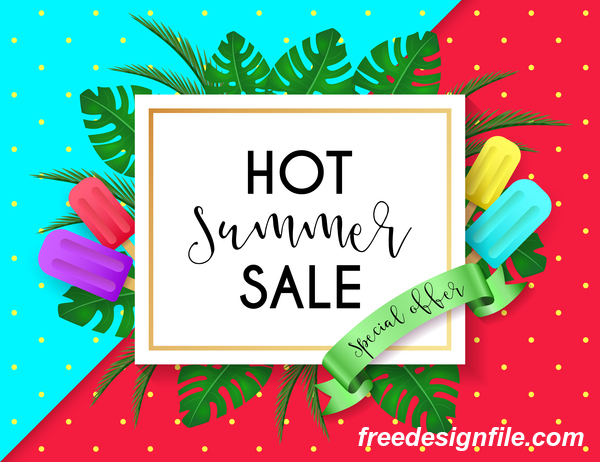 Hot summer sale poster design vectors 01  