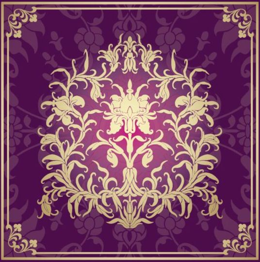 Stile indiano floreale viola sfondo vettoriale 15  