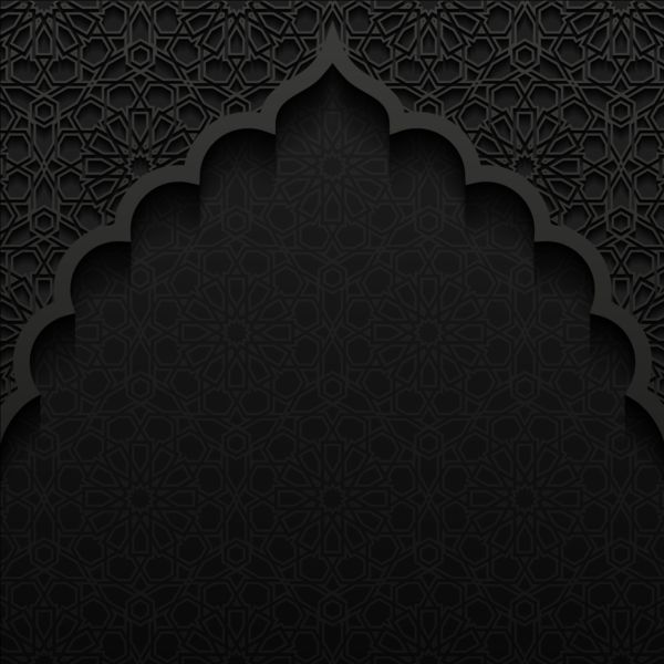 Islamic mosque with black background vector 03  