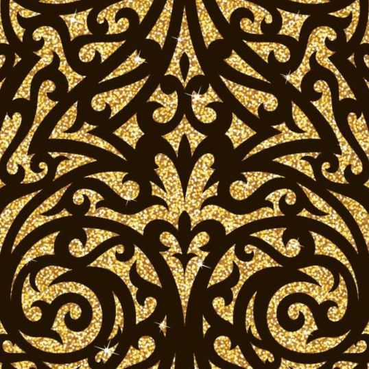 Luxe gouden decor patroon vectoren set 06  