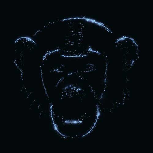 Monkey with light and black background vector 05  
