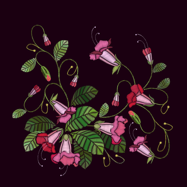 Morning glory flower embroidery vector  