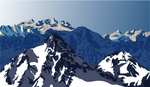 Mysterious snow mountain landscape vector graphics 03  