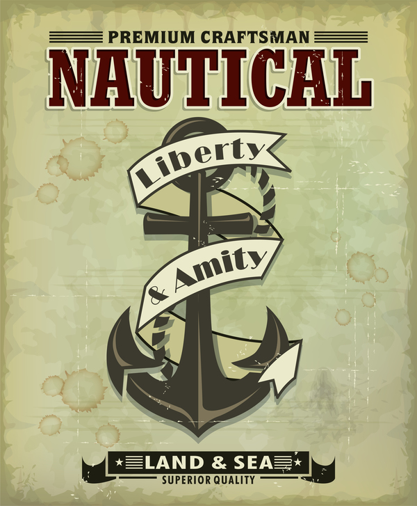 Nautical vintage poster vector  