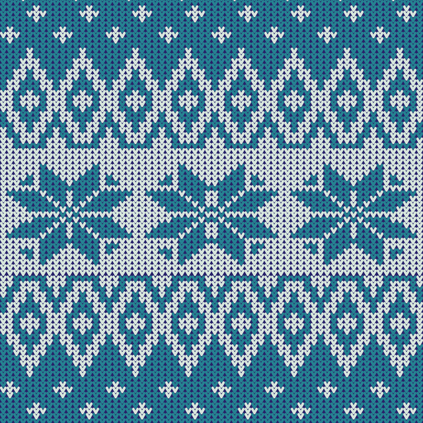 Nordic knitted pattern with snowflakes vector  