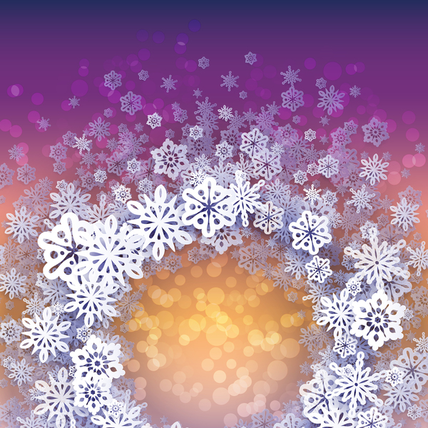 Paper snowflake christmas background vector 09  