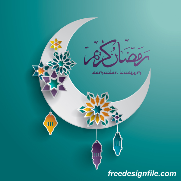 Fond de Ramadan avec lune vecteur décoratif 01  