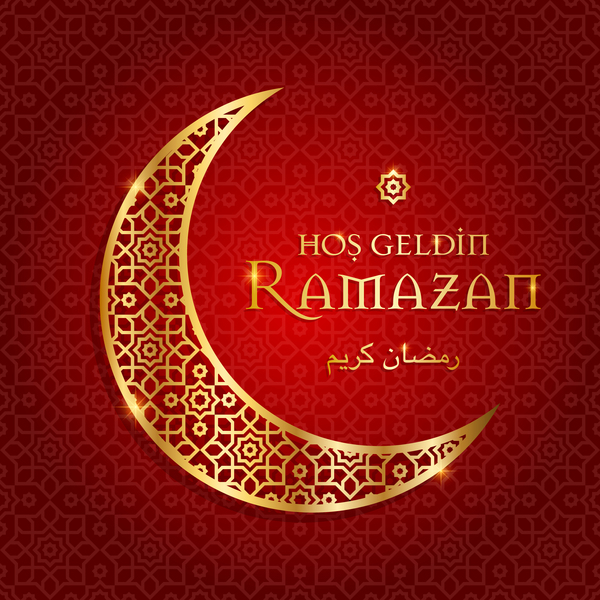 Ramazan-Hintergrund mit goldenem Mondvektor 03  