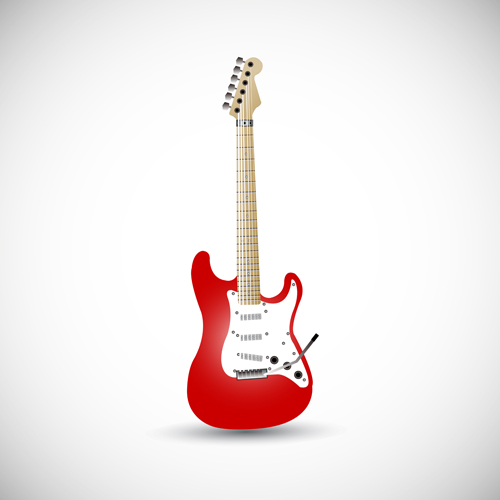 Red electric guitar vector illustration  