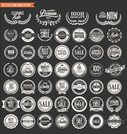Retro badges and labels vector material 02  