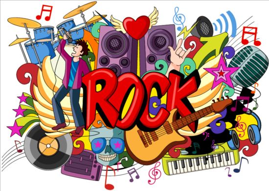 Rock muziek doodle vector illustratie  