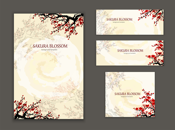 Sakura Stile Broschüre Cover mit Banner-Vektor  