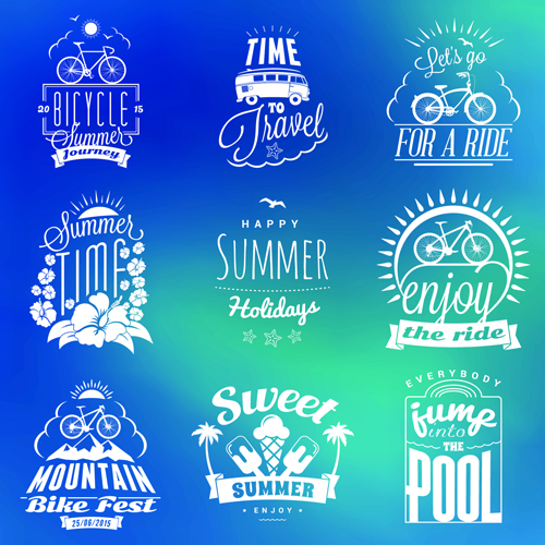 Summer holidays logos creative vector material 02  